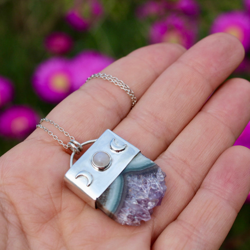 Collar Catemaco | Amatista de Veracruz y piedra lunar