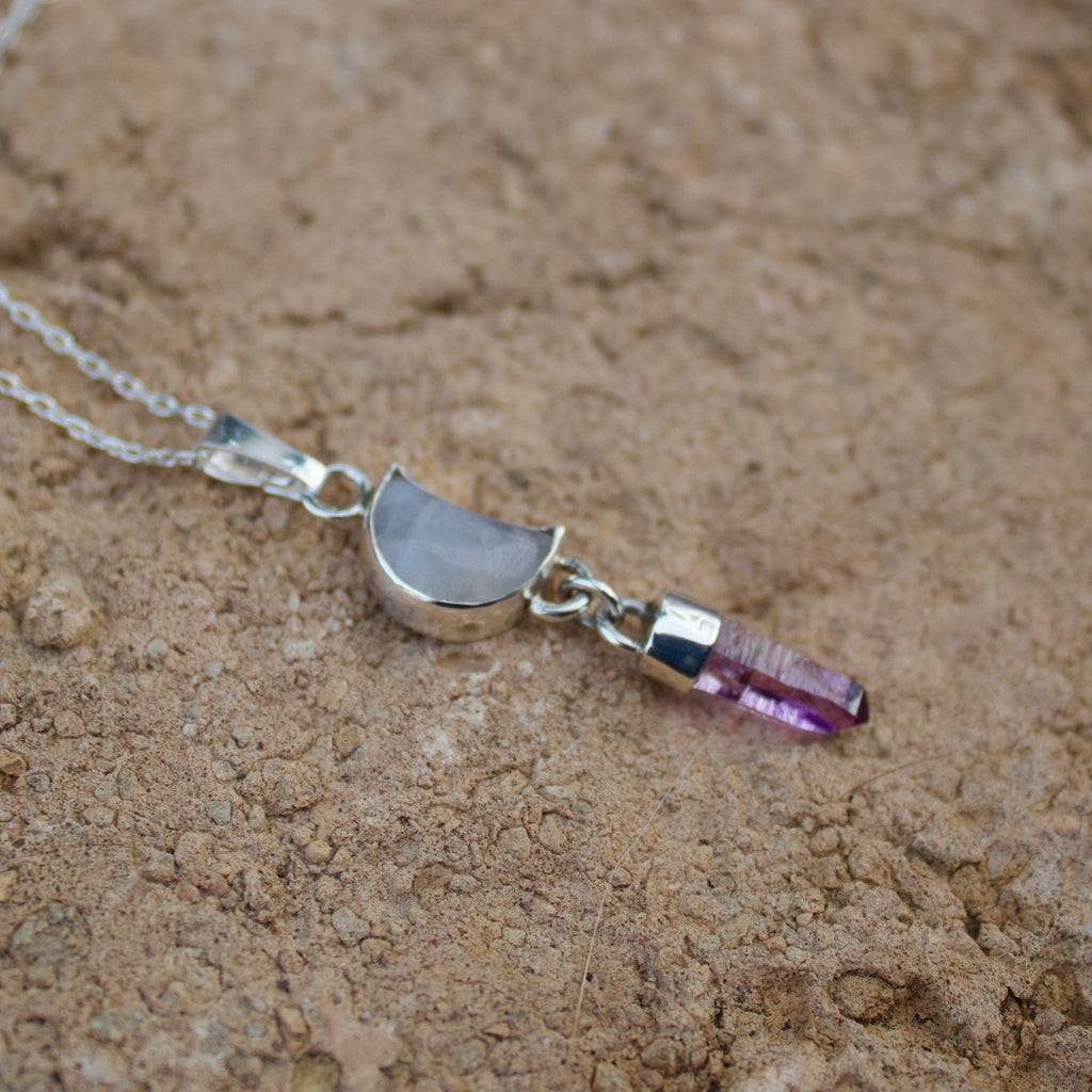 Collar Ilamatlán | Amatista de Veracruz y piedra lunar