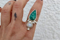 Anillo ZAHARA - Piedra Lunar Amazonita - Regulable