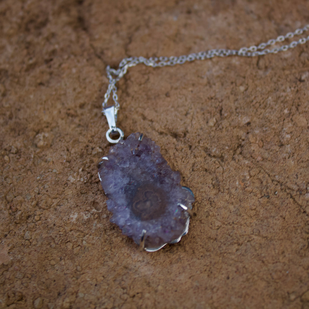 Collar Xalapa | Rodaja de estalactita de amatista