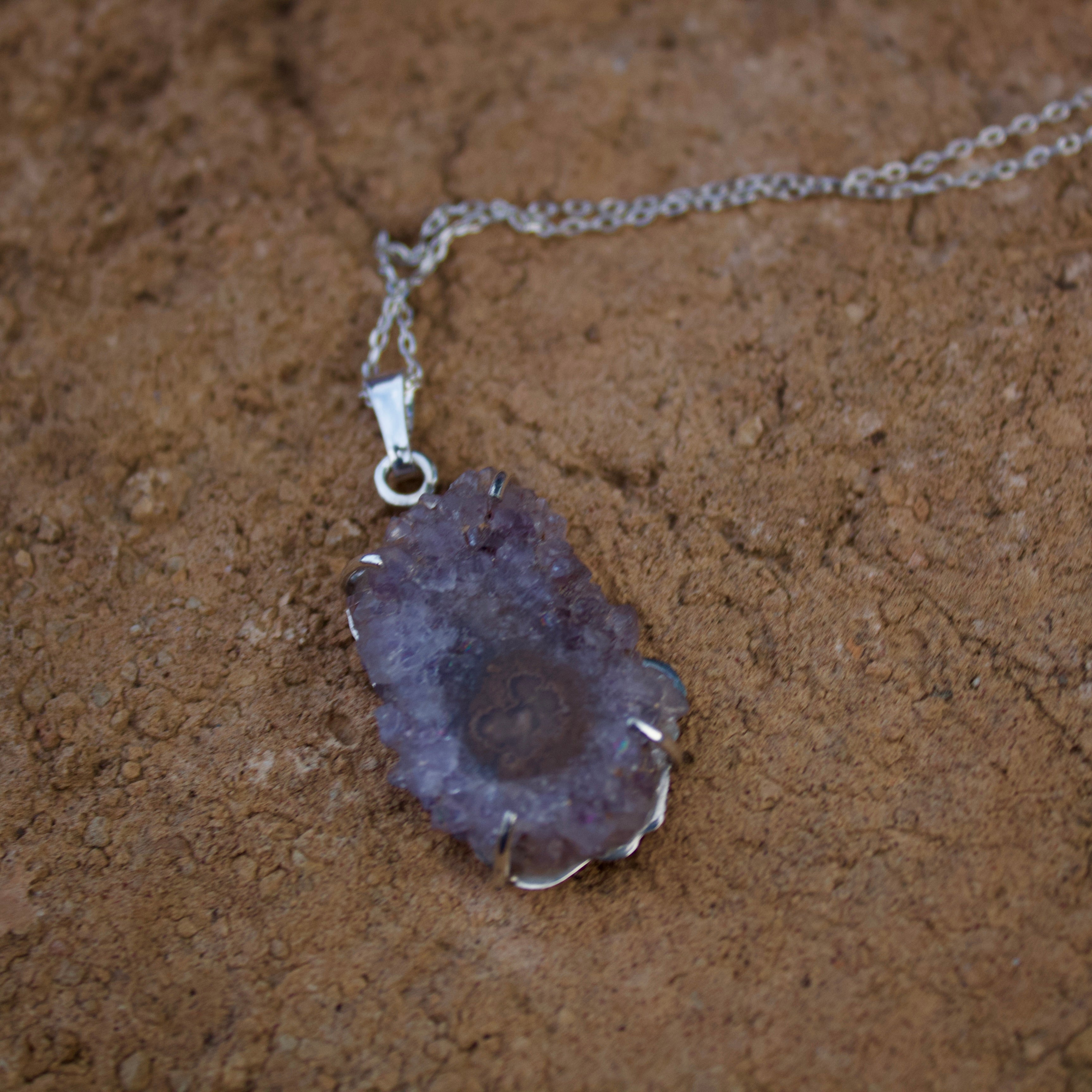 Collar Xalapa | Rodaja de estalactita de amatista
