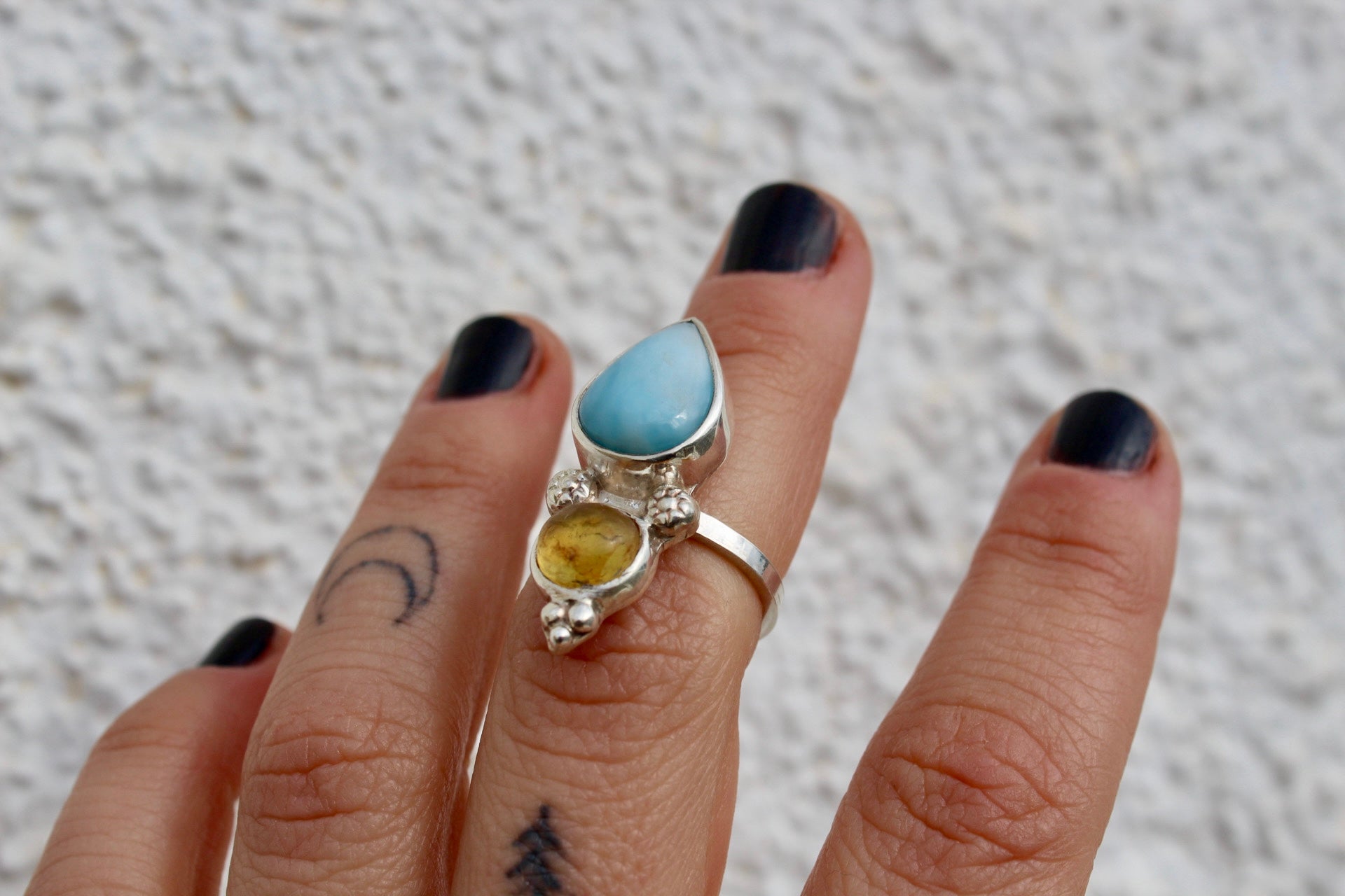 Anillo ZAHARA - Larimar Ámbar - T13