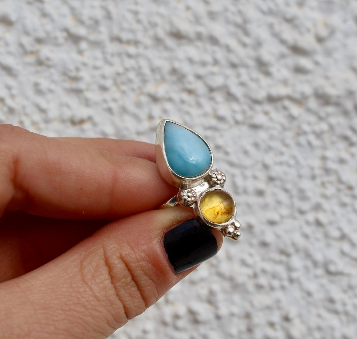 Anillo ZAHARA - Larimar Ámbar - T13