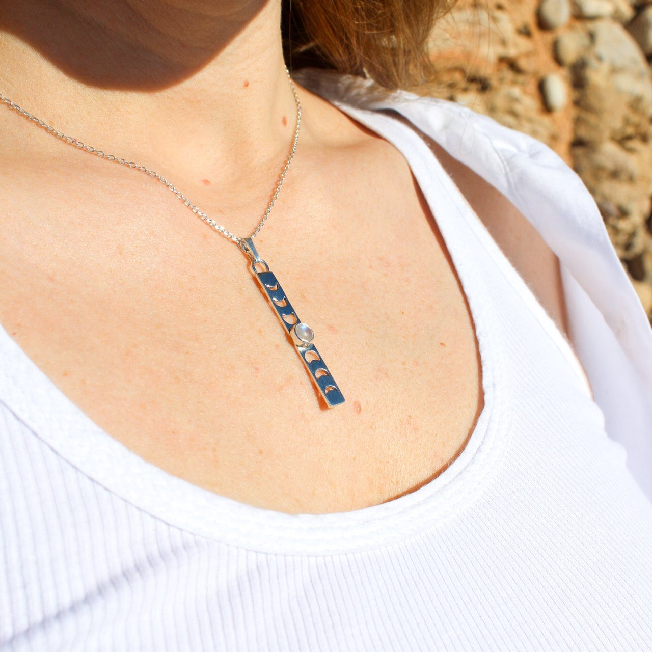Collar Fases Lunares con Piedra Lunar