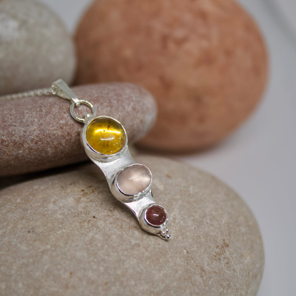 COLLAR FORMENTERA - ÁMBAR CUARZO ROSA TURMALINA ROSA