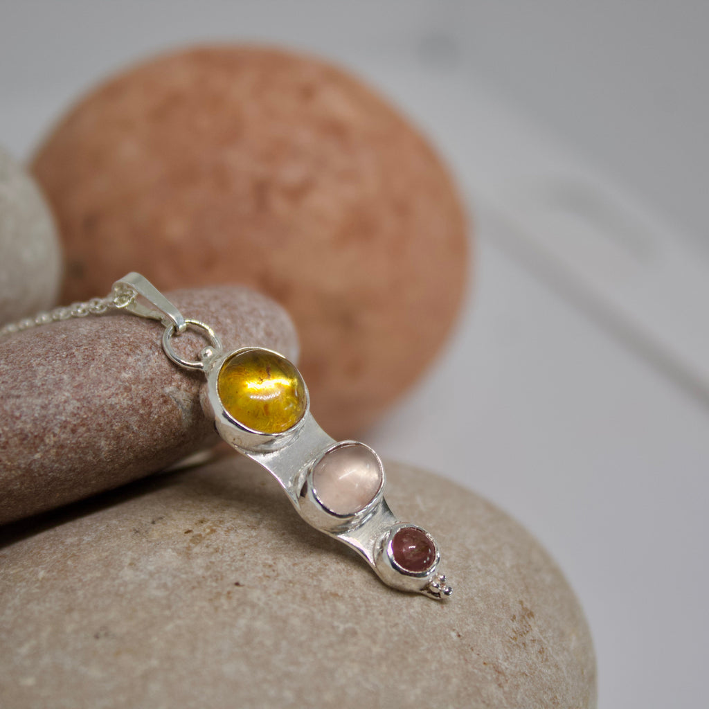 COLLAR FORMENTERA - ÁMBAR CUARZO ROSA TURMALINA ROSA