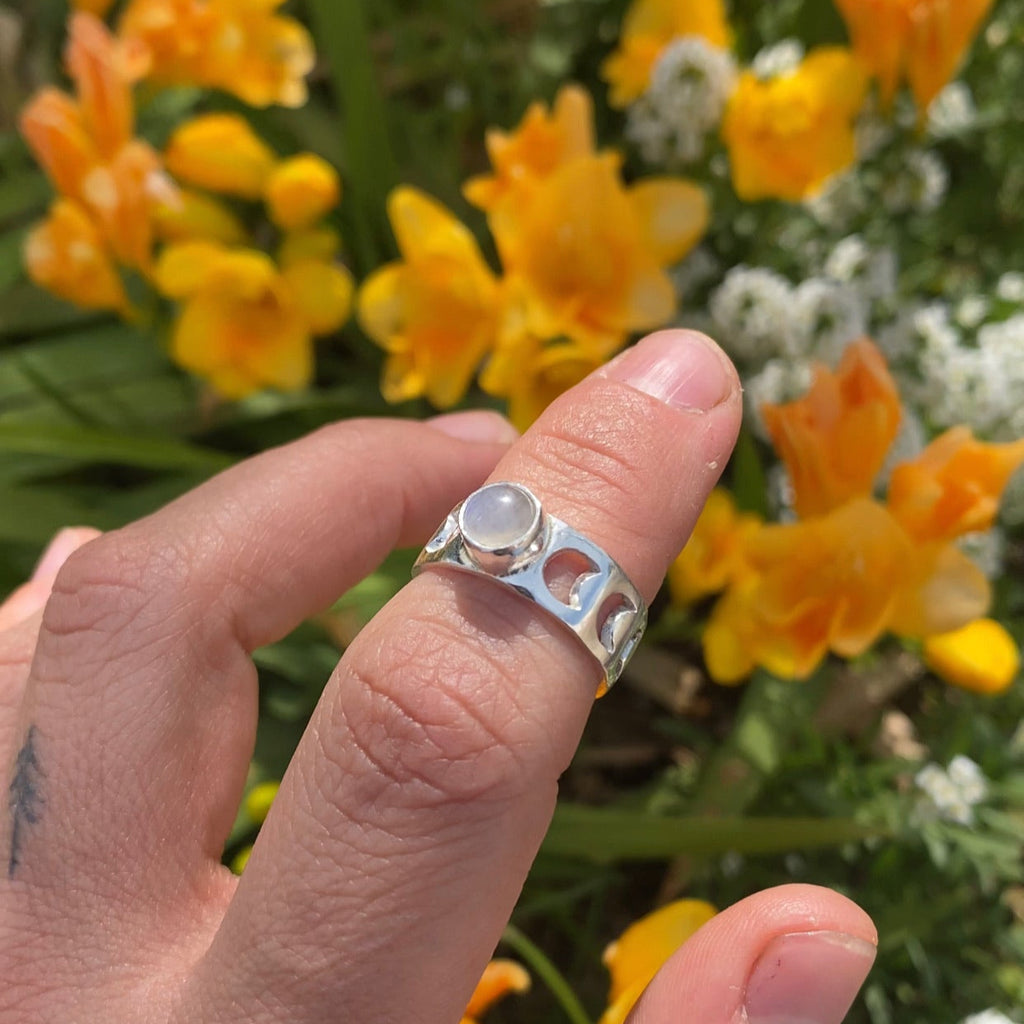 Anillo Fases Lunares con Mineral