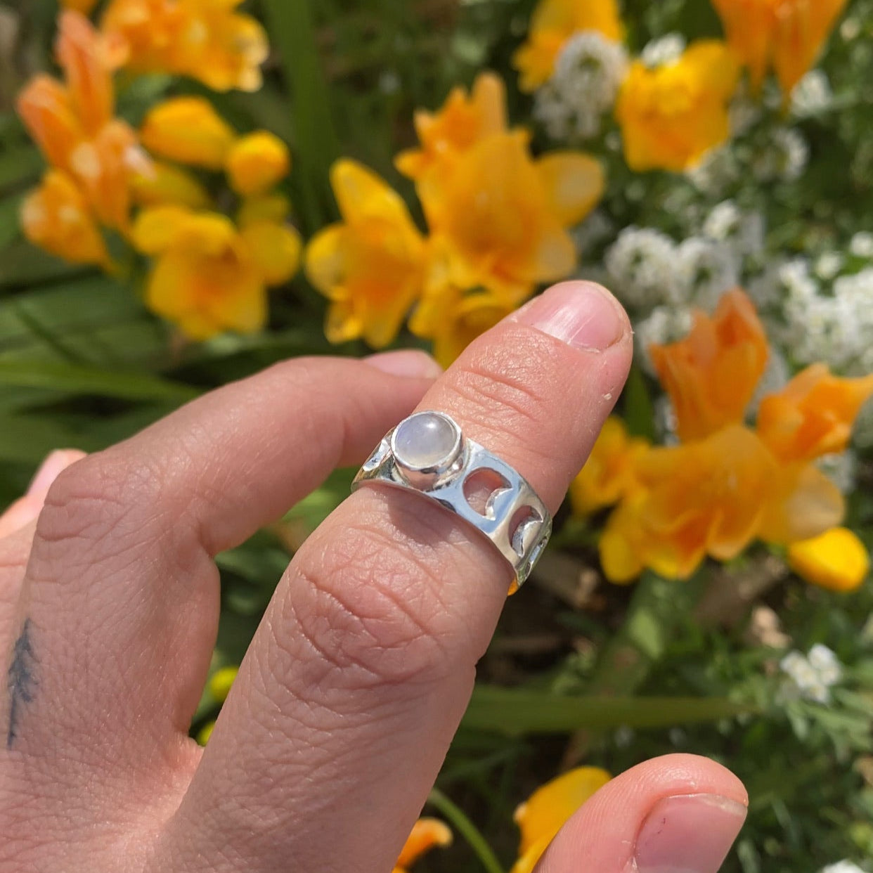 Anillo Fases Lunares con Mineral