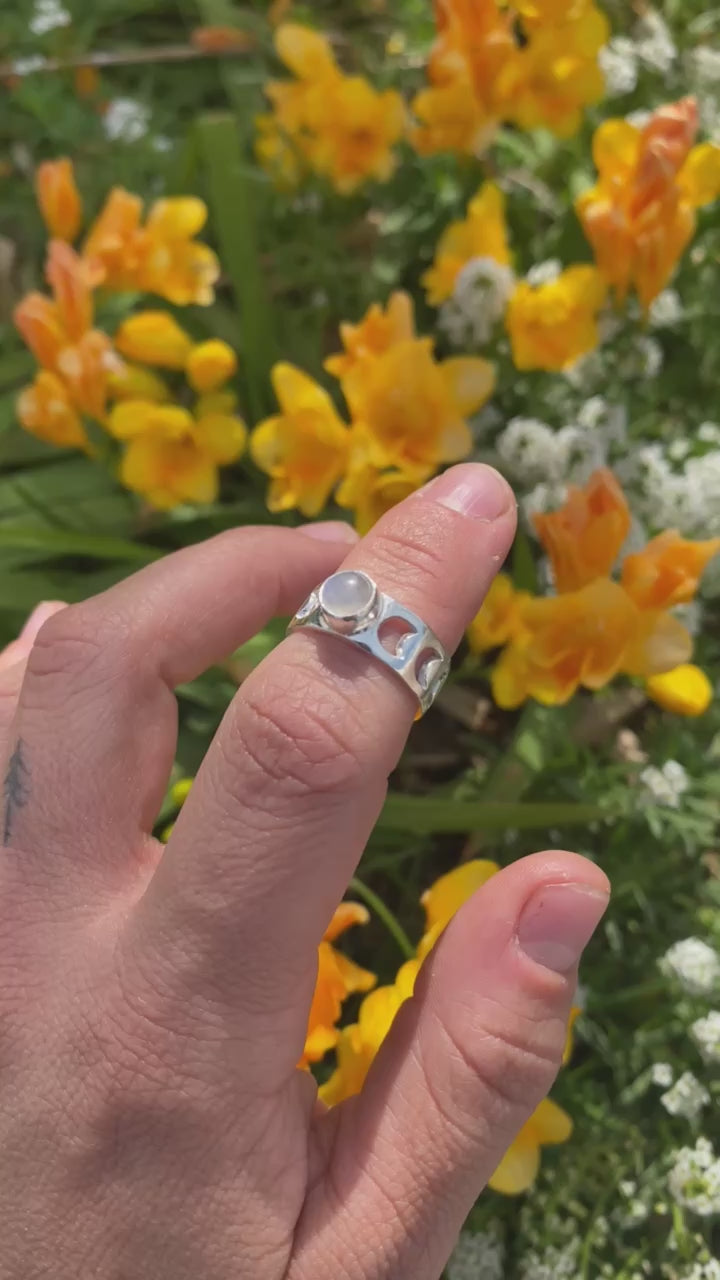 Anillo Fases Lunares con Mineral